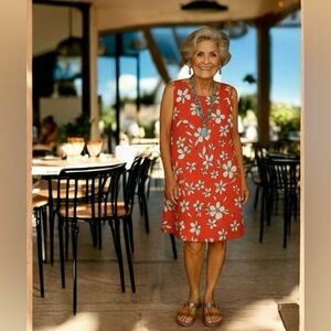 Jessica Howard A line Burnt Orange Floral Sleeveless Dress